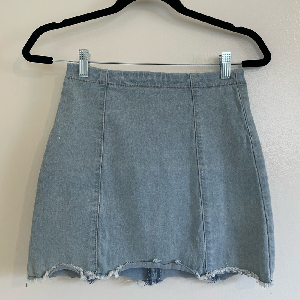 High waisted fake denim mini skirt